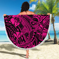 Hawaii Shark Beach Blanket Polynesian Pattern Pink Version - Wonder Print Shop
