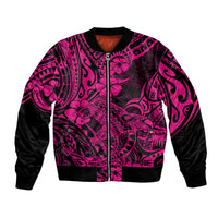 Hawaii Shark Bomber Jacket Polynesian Pattern Pink Version - Wonder Print Shop
