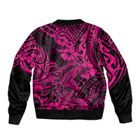 Hawaii Shark Bomber Jacket Polynesian Pattern Pink Version - Wonder Print Shop