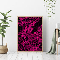 Hawaii Shark Canvas Wall Art Polynesian Pattern Pink Version - Wonder Print Shop