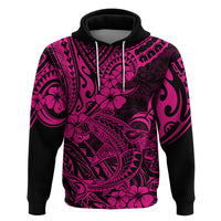 Hawaii Shark Hoodie Polynesian Pattern Pink Version - Wonder Print Shop