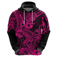 Hawaii Shark Hoodie Polynesian Pattern Pink Version - Wonder Print Shop