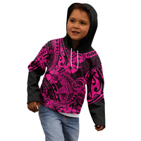 Hawaii Shark Kid Hoodie Polynesian Pattern Pink Version - Wonder Print Shop