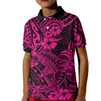Hawaii Shark Kid Polo Shirt Polynesian Pattern Pink Version - Wonder Print Shop