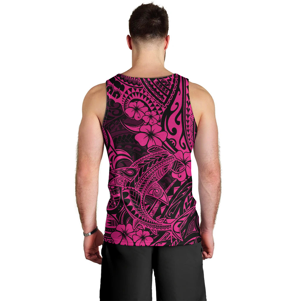 Hawaii Shark Men Tank Top Polynesian Pattern Pink Version - Wonder Print Shop