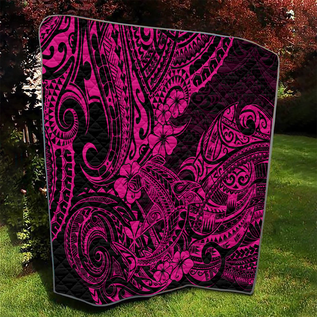 Hawaii Shark Quilt Polynesian Pattern Pink Version - Wonder Print Shop