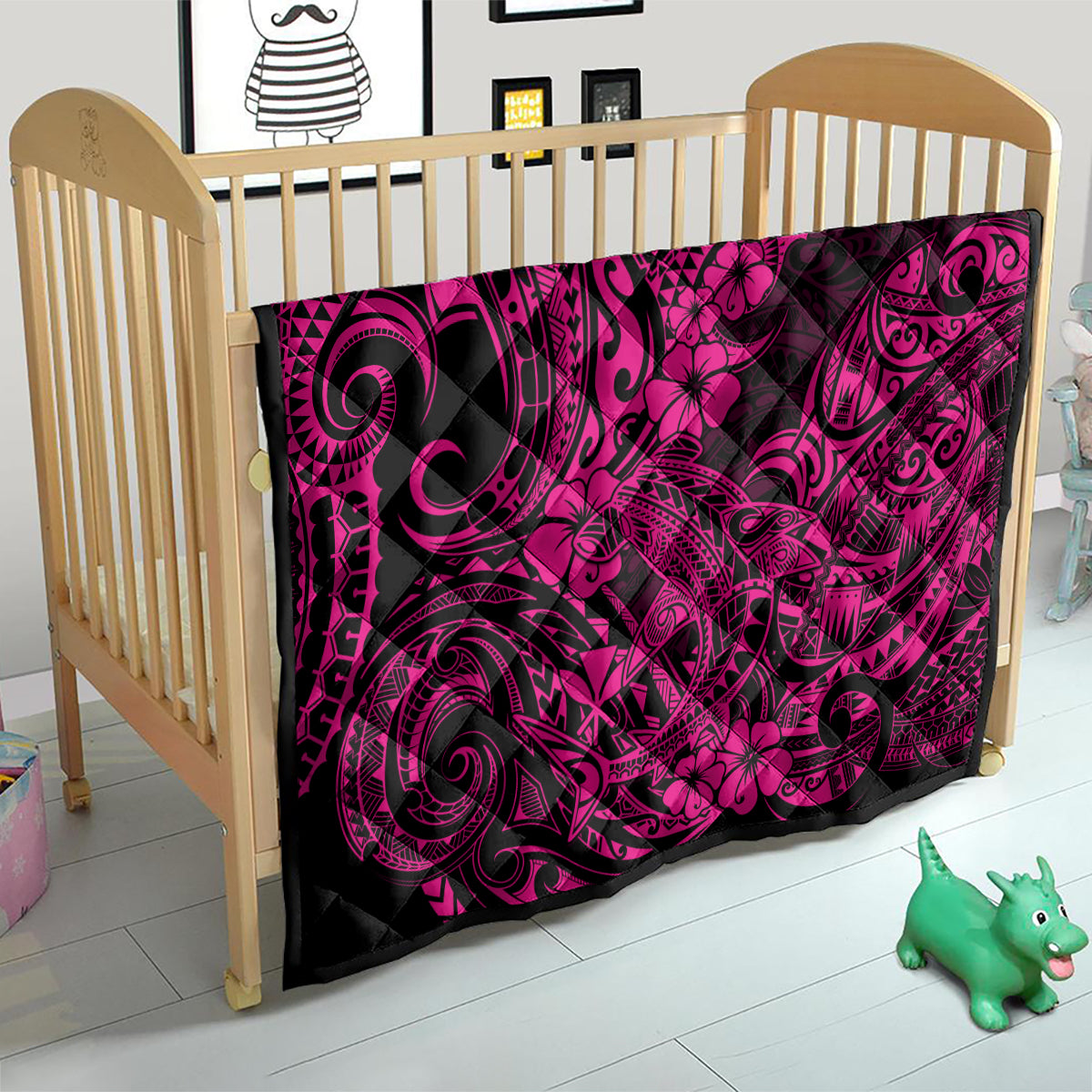 Hawaii Shark Quilt Polynesian Pattern Pink Version - Wonder Print Shop