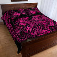 Hawaii Shark Quilt Bed Set Polynesian Pattern Pink Version - Wonder Print Shop