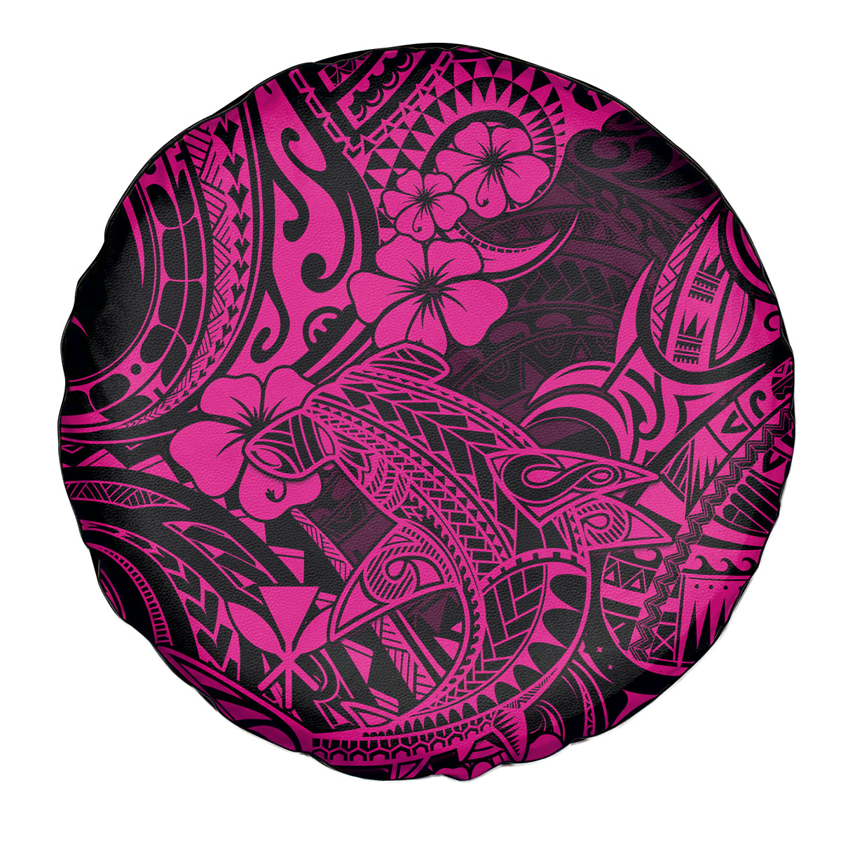 Hawaii Shark Spare Tire Cover Polynesian Pattern Pink Version - Wonder Print Shop