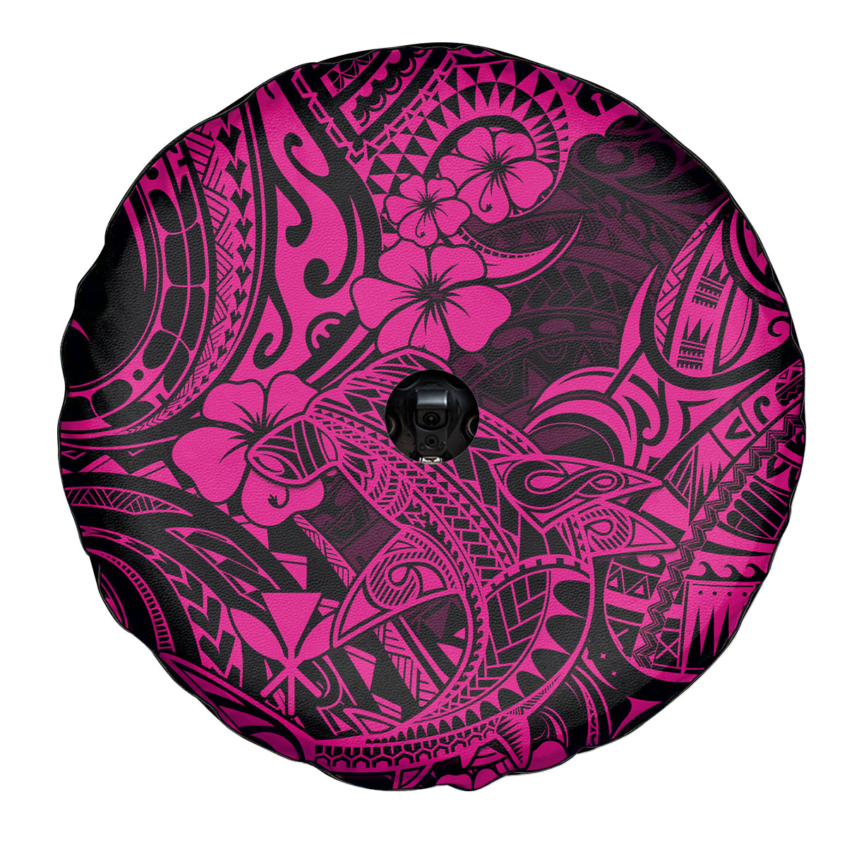 Hawaii Shark Spare Tire Cover Polynesian Pattern Pink Version - Wonder Print Shop