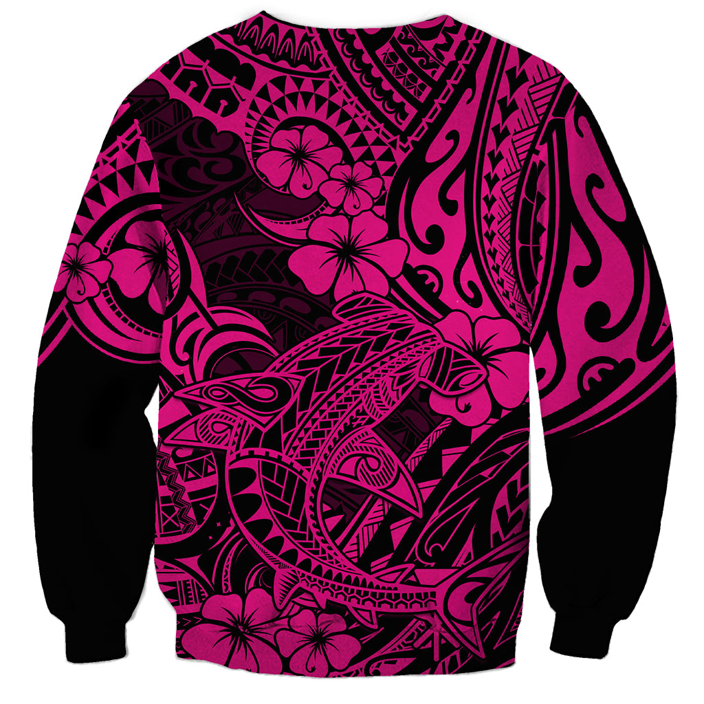 Hawaii Shark Sweatshirt Polynesian Pattern Pink Version - Wonder Print Shop