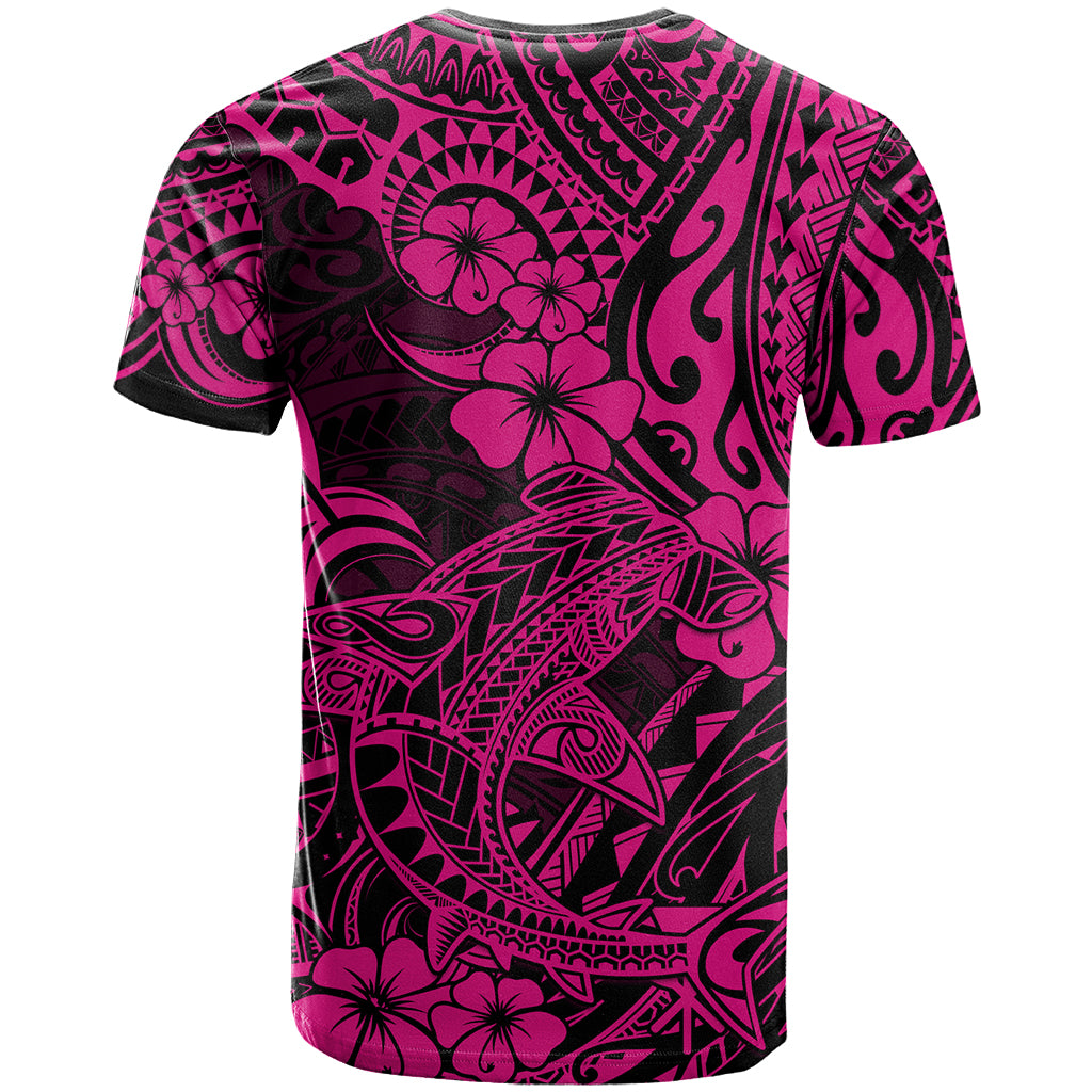 Hawaii Shark T Shirt Polynesian Pattern Pink Version - Wonder Print Shop