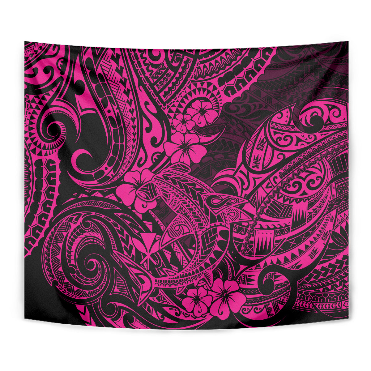 Hawaii Shark Tapestry Polynesian Pattern Pink Version - Wonder Print Shop