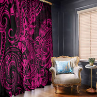 Hawaii Shark Window Curtain Polynesian Pattern Pink Version - Wonder Print Shop