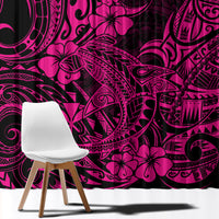 Hawaii Shark Window Curtain Polynesian Pattern Pink Version - Wonder Print Shop