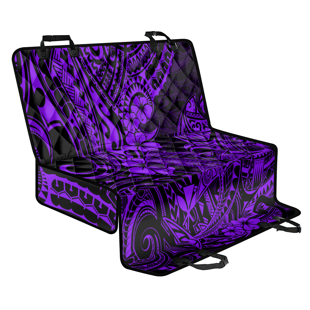 Hawaii Shark Back Car Seat Cover Polynesian Pattern Purple Version - Wonder Print Shop
