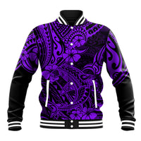 Hawaii Shark Baseball Jacket Polynesian Pattern Purple Version - Wonder Print Shop