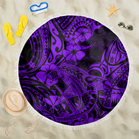 Hawaii Shark Beach Blanket Polynesian Pattern Purple Version - Wonder Print Shop
