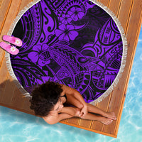 Hawaii Shark Beach Blanket Polynesian Pattern Purple Version - Wonder Print Shop
