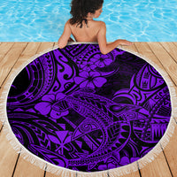 Hawaii Shark Beach Blanket Polynesian Pattern Purple Version - Wonder Print Shop