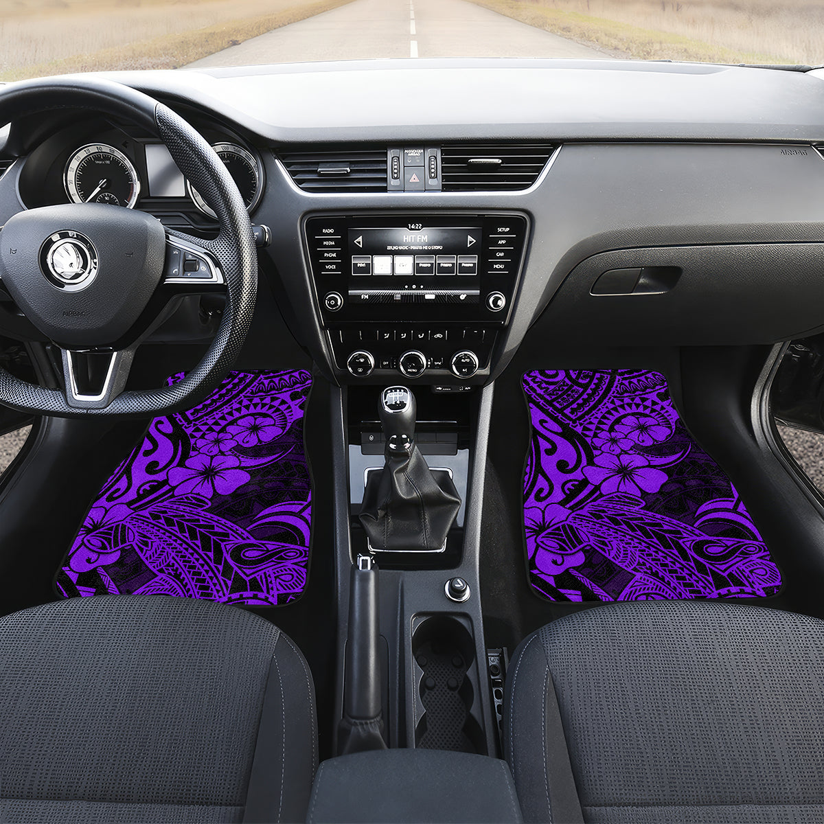 Hawaii Shark Car Mats Polynesian Pattern Purple Version - Wonder Print Shop