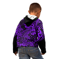 Hawaii Shark Kid Hoodie Polynesian Pattern Purple Version - Wonder Print Shop
