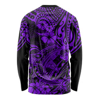 Hawaii Shark Long Sleeve Shirt Polynesian Pattern Purple Version - Wonder Print Shop