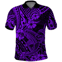 Hawaii Shark Polo Shirt Polynesian Pattern Purple Version - Wonder Print Shop