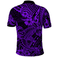 Hawaii Shark Polo Shirt Polynesian Pattern Purple Version - Wonder Print Shop