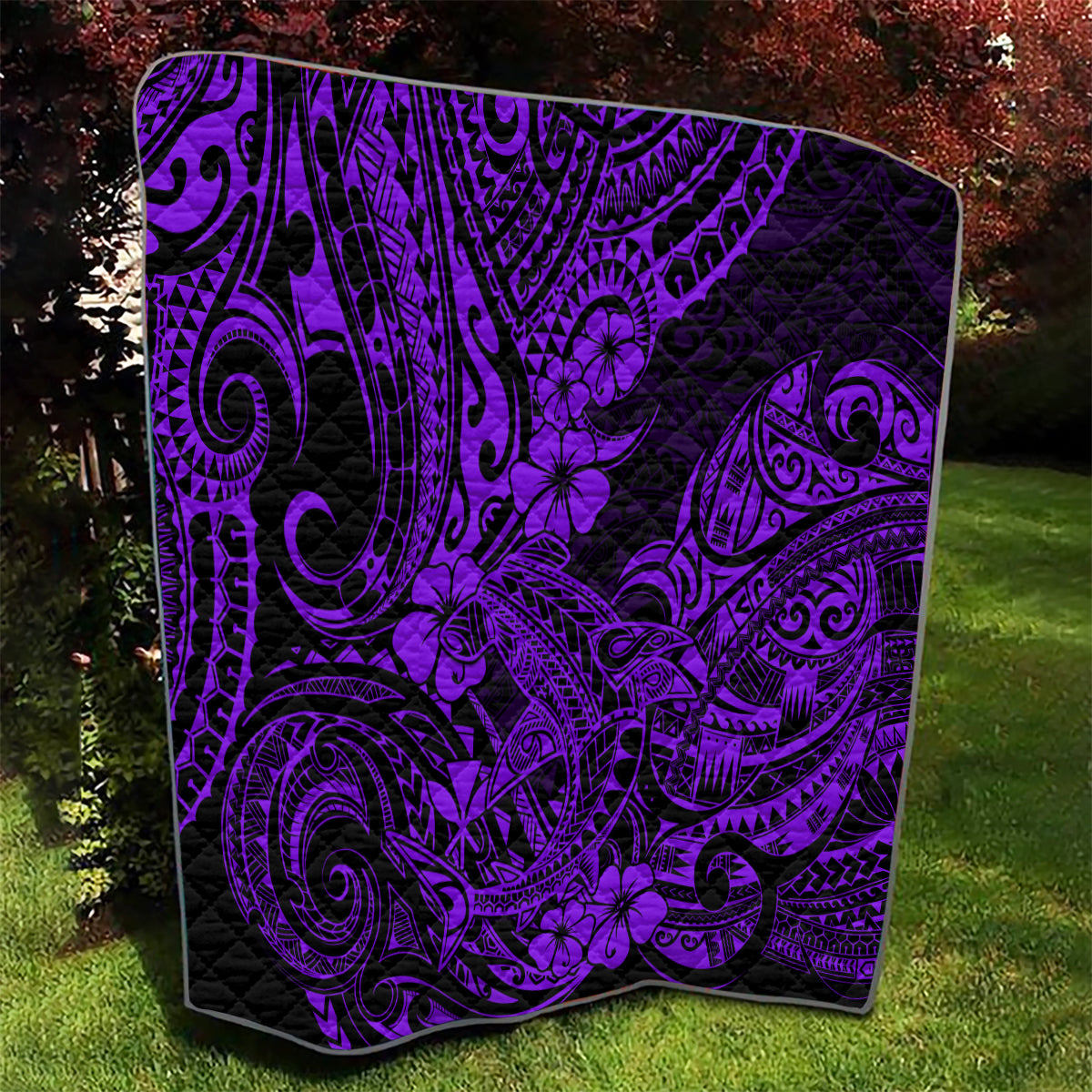 Hawaii Shark Quilt Polynesian Pattern Purple Version - Wonder Print Shop