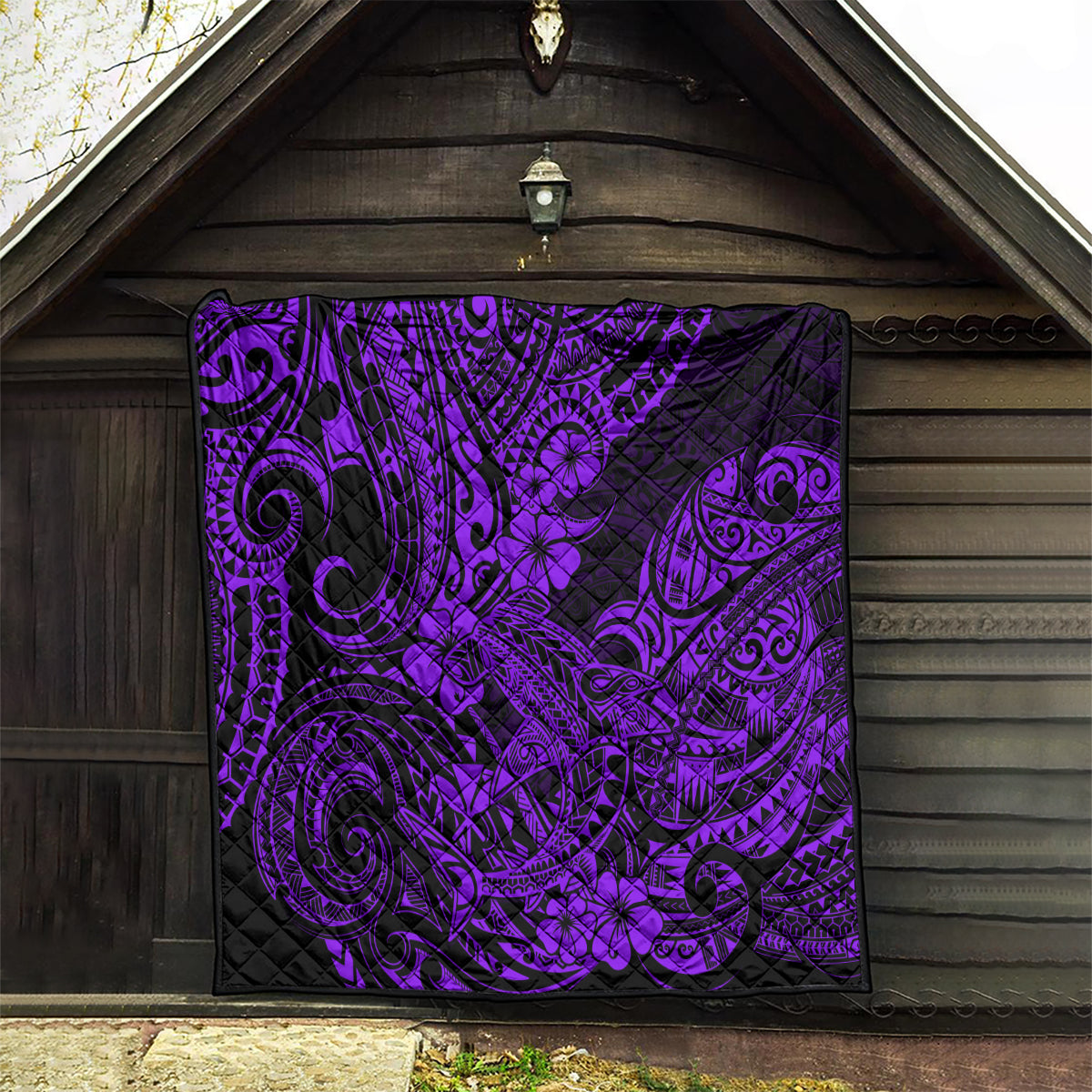 Hawaii Shark Quilt Polynesian Pattern Purple Version - Wonder Print Shop