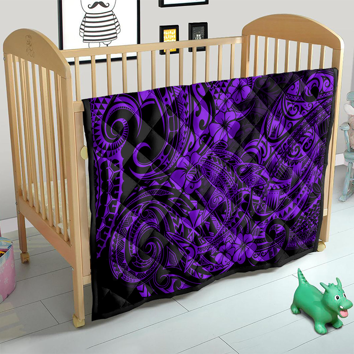 Hawaii Shark Quilt Polynesian Pattern Purple Version - Wonder Print Shop