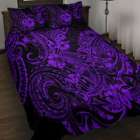 Hawaii Shark Quilt Bed Set Polynesian Pattern Purple Version - Wonder Print Shop