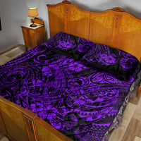 Hawaii Shark Quilt Bed Set Polynesian Pattern Purple Version - Wonder Print Shop