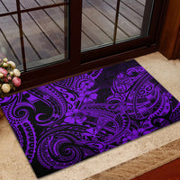 Hawaii Shark Rubber Doormat Polynesian Pattern Purple Version - Wonder Print Shop