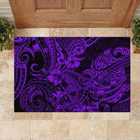 Hawaii Shark Rubber Doormat Polynesian Pattern Purple Version - Wonder Print Shop