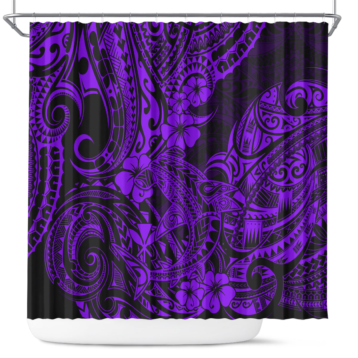 hawaii-shark-shower-curtain-polynesian-pattern-purple-version