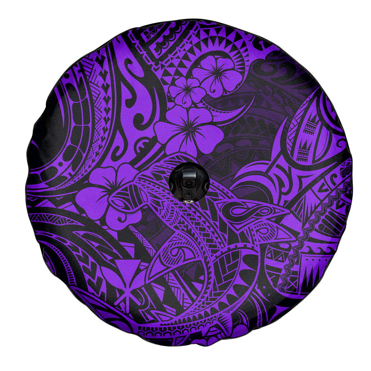 Hawaii Shark Spare Tire Cover Polynesian Pattern Purple Version - Wonder Print Shop
