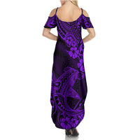 Hawaii Shark Summer Maxi Dress Polynesian Pattern Purple Version - Wonder Print Shop