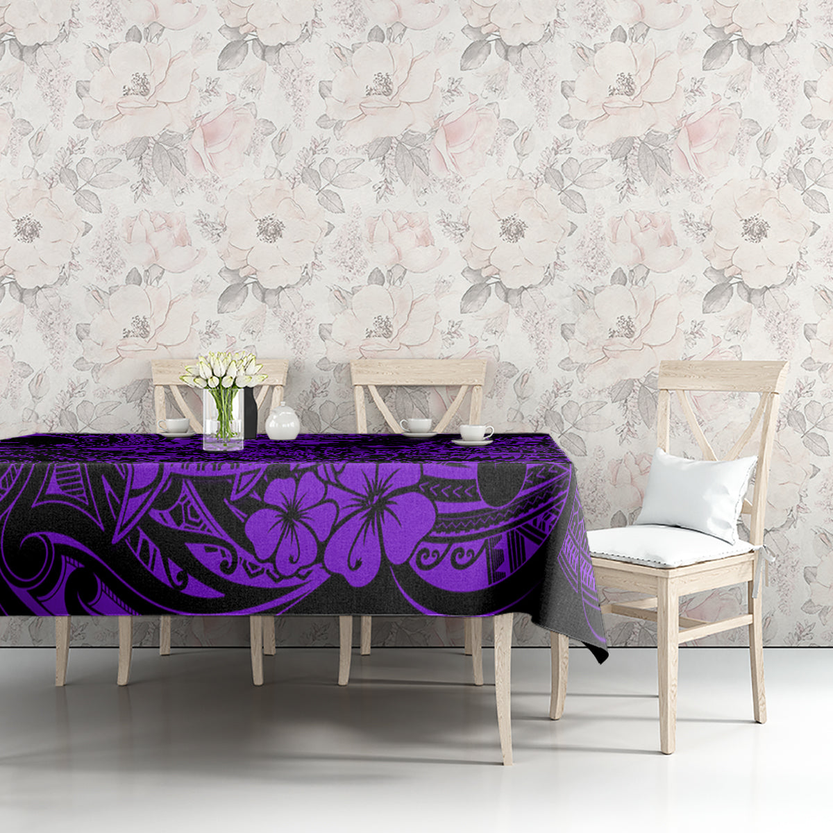 Hawaii Shark Tablecloth Polynesian Pattern Purple Version - Wonder Print Shop