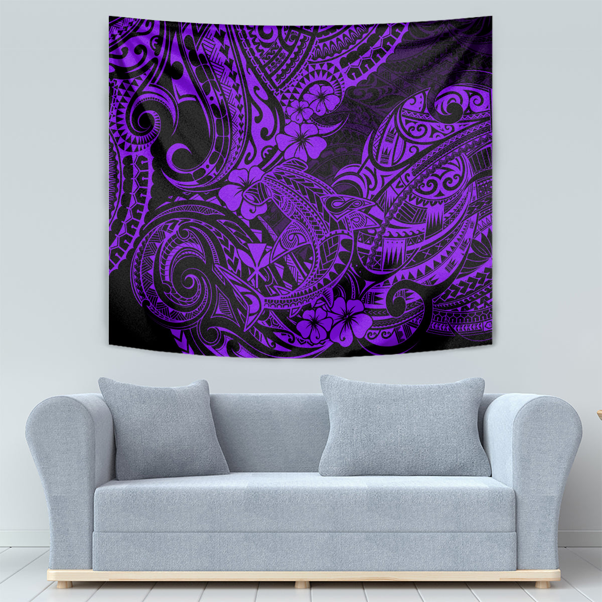 Hawaii Shark Tapestry Polynesian Pattern Purple Version - Wonder Print Shop
