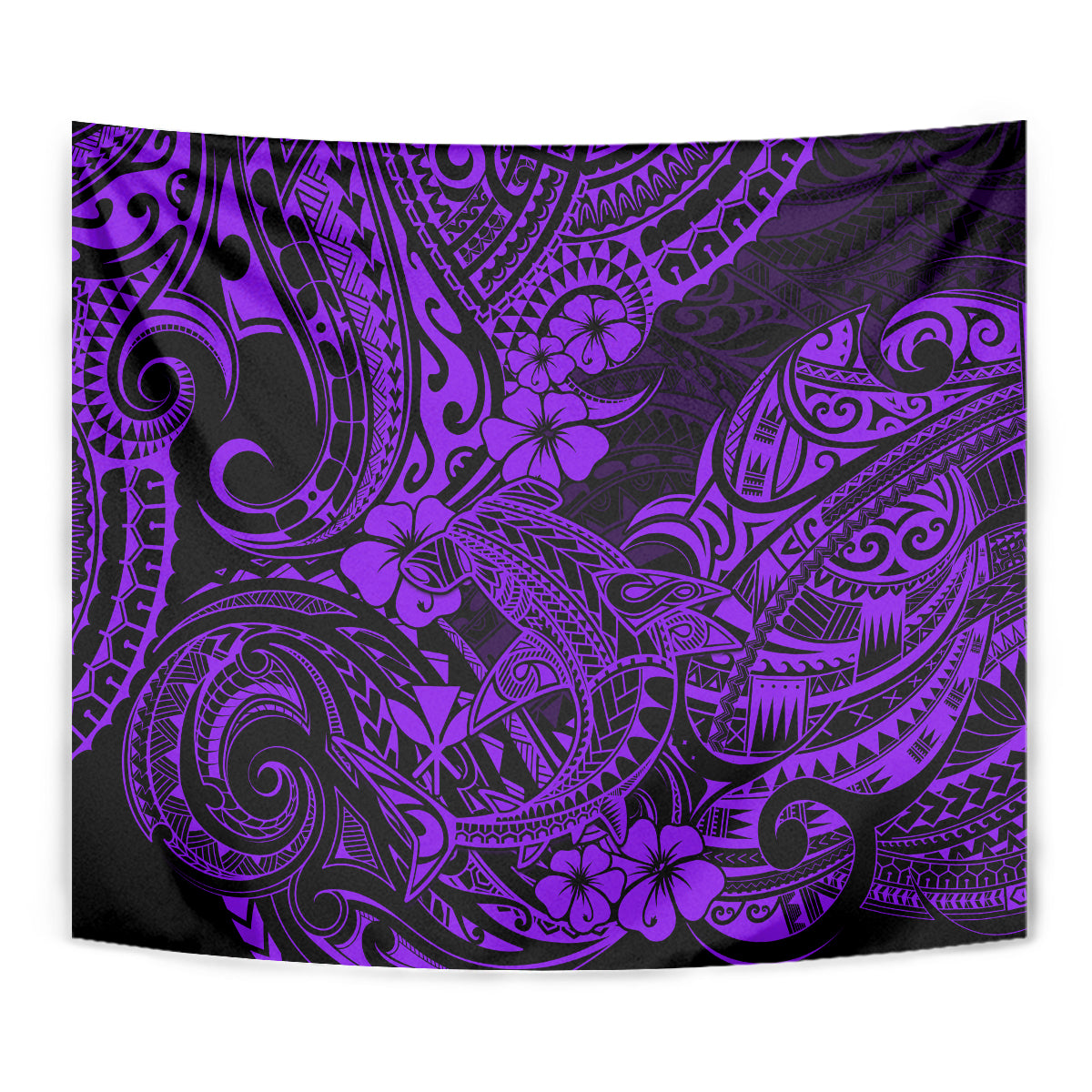 Hawaii Shark Tapestry Polynesian Pattern Purple Version - Wonder Print Shop