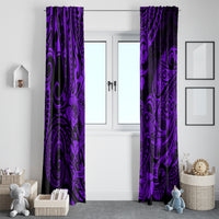 Hawaii Shark Window Curtain Polynesian Pattern Purple Version - Wonder Print Shop