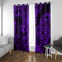 Hawaii Shark Window Curtain Polynesian Pattern Purple Version - Wonder Print Shop