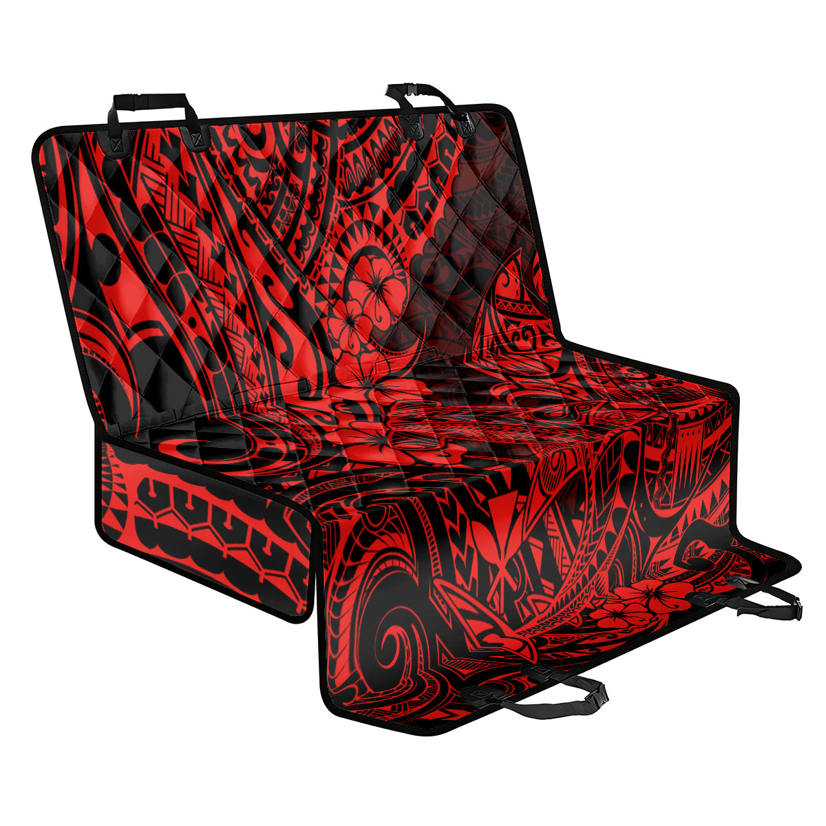 Hawaii Shark Back Car Seat Cover Polynesian Pattern Red Version - Wonder Print Shop
