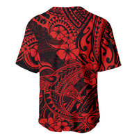 Hawaii Shark Baseball Jersey Polynesian Pattern Red Version - Wonder Print Shop
