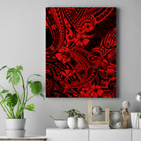 Hawaii Shark Canvas Wall Art Polynesian Pattern Red Version - Wonder Print Shop