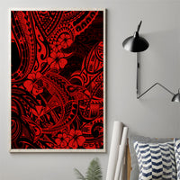 Hawaii Shark Canvas Wall Art Polynesian Pattern Red Version - Wonder Print Shop