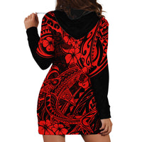 Hawaii Shark Hoodie Dress Polynesian Pattern Red Version - Wonder Print Shop