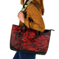 Hawaii Shark Leather Tote Bag Polynesian Pattern Red Version - Wonder Print Shop